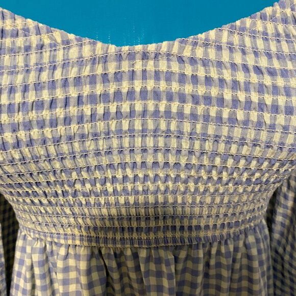 Blue B Collection Smocked Gingham Ruffled Mini Dress Size S - Picture 5 of 11